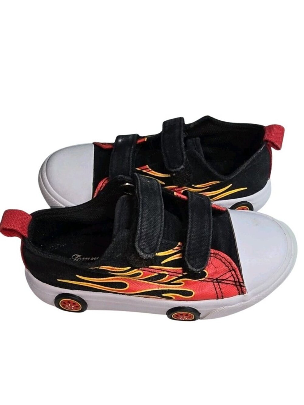 Tommy Bahama Kids Black & Red Flame Sneakers Size 9 Velcro Strap Casual Shoes